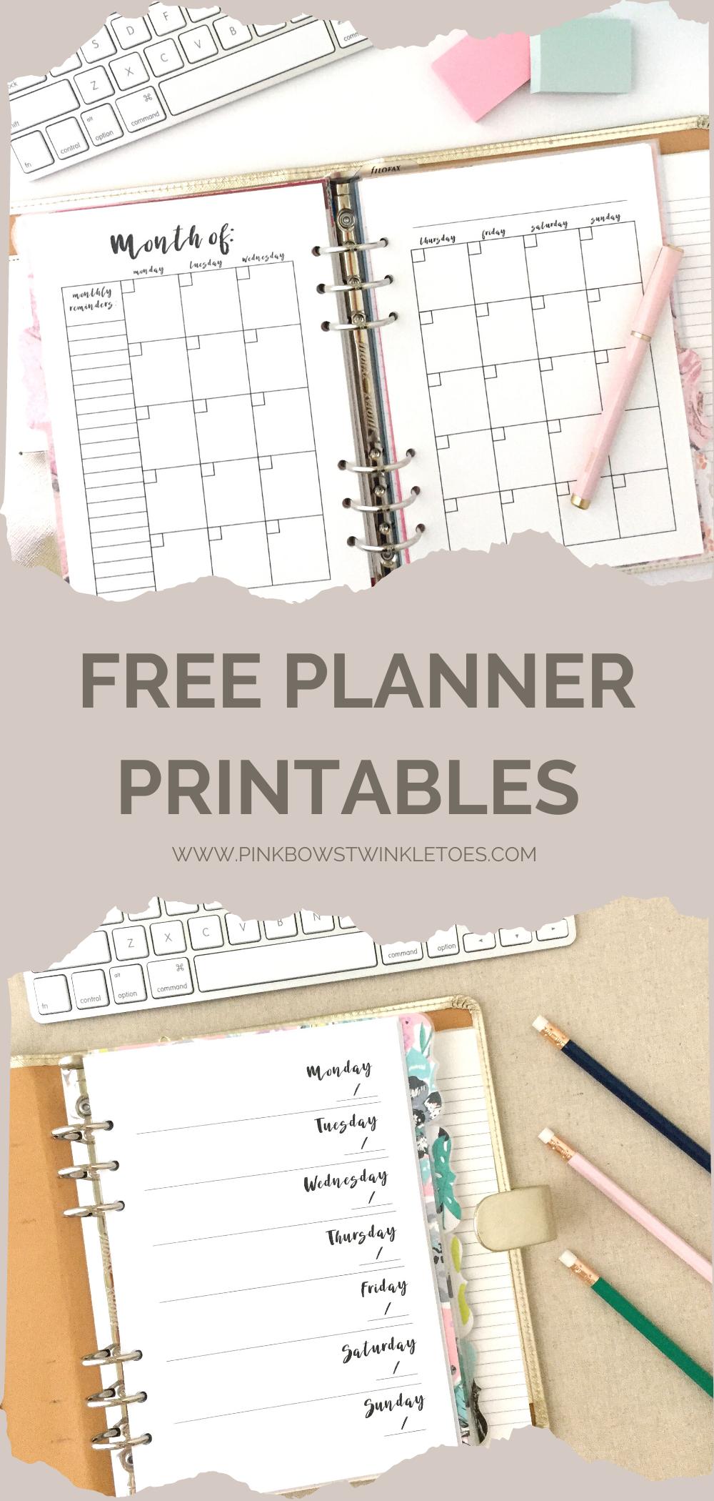 Free Planner Printables – Pink Bows & Twinkle Toes