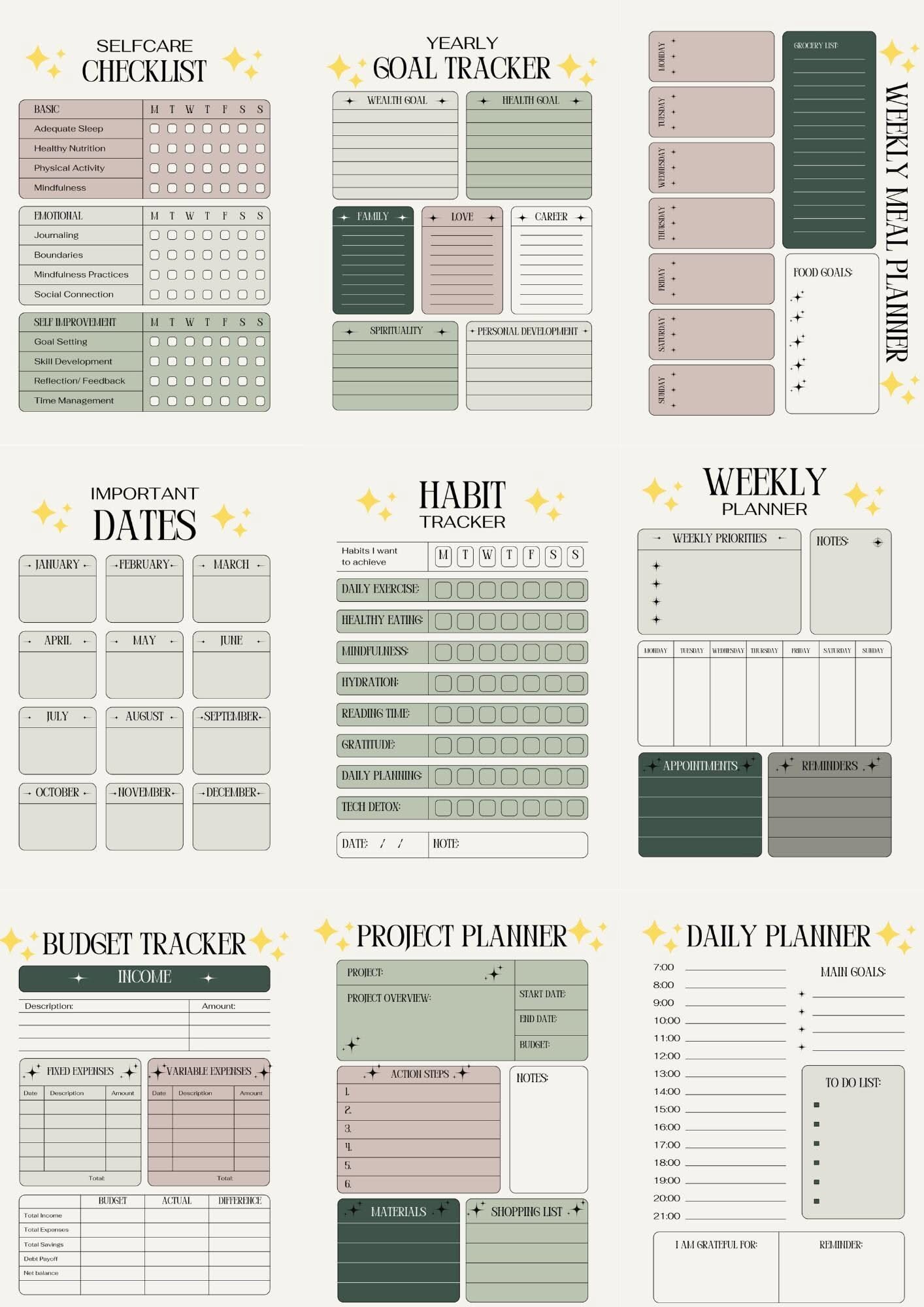 Free Printable Daily Tracking Planner for Budgeting & Fitness